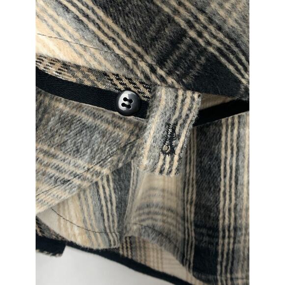 Blank NYC Checked Out Plaid Poncho Cape Jacket Quarter Zip Vegan Leather Collar - Picture 6 of 12